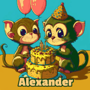 Happy Birthday Alexander GIF: What are these cute things with the ugly birthday cake! A name, but no happy birthday. I may have screwed this one up.