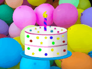 Happy Birthday Alexander GIF: Birthday animated gif with different birthday cakes and text flashing by on a balloon background. Customize it.