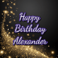 Happy Birthday Alexander GIF: A beautiful Animated Happy Birthday GIF full of glitter and fireworks. It reads Happy Birthday Name and can be customized.