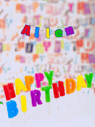 Happy Birthday Allen GIF: Birthday gif animated with a dragon flying over birthday letter candles and lighting them. Customize the name banner.
