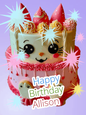 Happy Birthday Allison GIF featuring graceful text animation with subtle sparkles