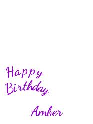 Happy Birthday Amber GIF: A bright white happy birthday gif with cartoon fireworks and three lines of text to customize.