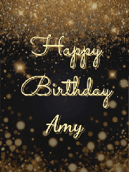 Happy Birthday Amy GIF: A beautiful happy birthday gif on a dark glitter background with bubbles and animation. It reads Happy Birtday. Customize it!