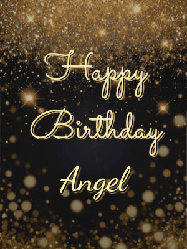 Happy Birthday Angel GIF: A beautiful happy birthday gif on a dark glitter background with bubbles and animation. It reads Happy Birtday. Customize it!