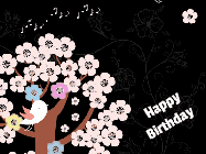 Happy Birthday April GIF: A polite looking rabbit with a wiggling tails delivers a birthday gift. Customize the message and name.