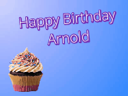Happy Birthday Arnold GIF: A single cupcake gif with lip kisses popping in and on this animated birthday gif you can customize with name.