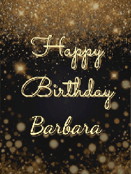 Happy Birthday Barbara GIF: A beautiful happy birthday gif on a dark glitter background with bubbles and animation. It reads Happy Birtday. Customize it!