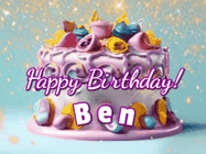Happy Birthday Ben GIF: A beautiful birthday cake gif with animated sparkles and glitter Happy Birthday Name you can customize
