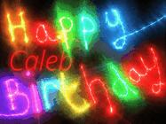 Happy Birthday Caleb GIF: Flashing neon happy birthday gif with a name you can customize. The Happy Birthday is colourful.