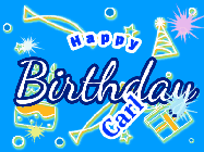 Happy Birthday Carl GIF: A blue happy birthday gif with birthday drawings, sparkles, and a name you can customize.