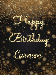 Happy Birthday Carmen GIF: A beautiful happy birthday gif on a dark glitter background with bubbles and animation. It reads Happy Birtday. Customize it!