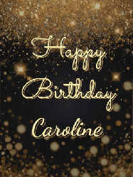 Happy Birthday Caroline GIF: A beautiful happy birthday gif on a dark glitter background with bubbles and animation. It reads Happy Birtday. Customize it!