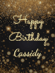 Happy Birthday Cassidy GIF: A beautiful happy birthday gif on a dark glitter background with bubbles and animation. It reads Happy Birtday. Customize it!