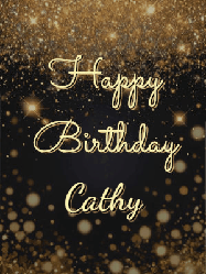 Happy Birthday Cathy GIF: A beautiful happy birthday gif on a dark glitter background with bubbles and animation. It reads Happy Birtday. Customize it!