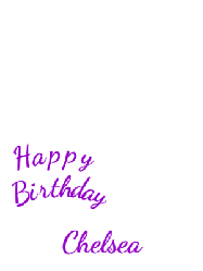 Happy Birthday Chelsea GIF: A bright white happy birthday gif with cartoon fireworks and three lines of text to customize.