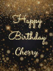Happy Birthday Cherry GIF: A beautiful happy birthday gif on a dark glitter background with bubbles and animation. It reads Happy Birtday. Customize it!