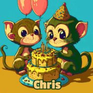 Happy Birthday Chris GIF: What are these cute things with the ugly birthday cake! A name, but no happy birthday. I may have screwed this one up.