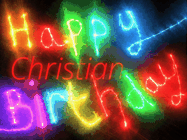 Happy Birthday Christian GIF: Flashing neon happy birthday gif with a name you can customize. The Happy Birthday is colourful.