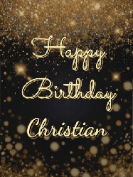 Happy Birthday Christian GIF: A beautiful happy birthday gif on a dark glitter background with bubbles and animation. It reads Happy Birtday. Customize it!