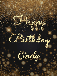 Happy Birthday Cindy GIF: A beautiful happy birthday gif on a dark glitter background with bubbles and animation. It reads Happy Birtday. Customize it!