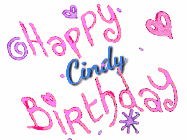 Happy Birthday Cindy GIF: Cute kitty wishes a happy birthday name with a cupcake on its head. Customize the mesage, name, fonts, and colors.