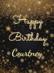 Happy Birthday Courtney GIF: A beautiful happy birthday gif on a dark glitter background with bubbles and animation. It reads Happy Birtday. Customize it!