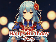 Happy Birthday Craig GIF: Anime girl holding a birthday cake and an animated sword falls into it. Text reads Happy Birthday Customize