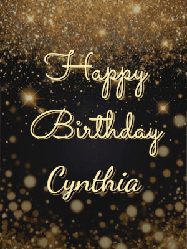 Happy Birthday Cynthia GIF: A beautiful happy birthday gif on a dark glitter background with bubbles and animation. It reads Happy Birtday. Customize it!