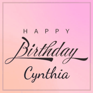 Happy Birthday Cynthia GIF: A beautiful birthday cake gif with animated sparkles and glitter Happy Birthday Name you can customize