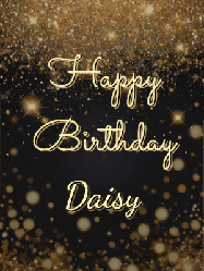 Happy Birthday Daisy GIF: A beautiful happy birthday gif on a dark glitter background with bubbles and animation. It reads Happy Birtday. Customize it!