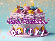 Happy Birthday Darryl GIF: A beautiful birthday cake gif with animated sparkles and glitter Happy Birthday Name you can customize
