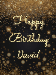 Happy Birthday David GIF: A beautiful happy birthday gif on a dark glitter background with bubbles and animation. It reads Happy Birtday. Customize it!
