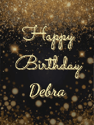 Happy Birthday Debra GIF: A beautiful happy birthday gif on a dark glitter background with bubbles and animation. It reads Happy Birtday. Customize it!