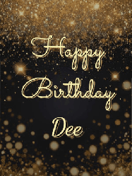 Happy Birthday Dee GIF: A beautiful happy birthday gif on a dark glitter background with bubbles and animation. It reads Happy Birtday. Customize it!
