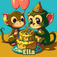 Happy Birthday Ella GIF: What are these cute things with the ugly birthday cake! A name, but no happy birthday. I may have screwed this one up.