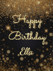 Happy Birthday Ella GIF: A beautiful happy birthday gif on a dark glitter background with bubbles and animation. It reads Happy Birtday. Customize it!