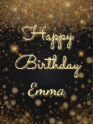 Happy Birthday Emma GIF: A beautiful happy birthday gif on a dark glitter background with bubbles and animation. It reads Happy Birtday. Customize it!