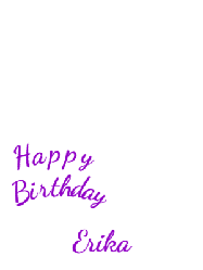 Happy Birthday Erika GIF: A bright white happy birthday gif with cartoon fireworks and three lines of text to customize.