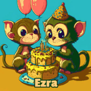 Happy Birthday Ezra GIF: What are these cute things with the ugly birthday cake! A name, but no happy birthday. I may have screwed this one up.