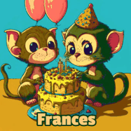 Happy Birthday Frances GIF: What are these cute things with the ugly birthday cake! A name, but no happy birthday. I may have screwed this one up.