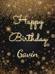 Happy Birthday Gavin GIF: A beautiful happy birthday gif on a dark glitter background with bubbles and animation. It reads Happy Birtday. Customize it!