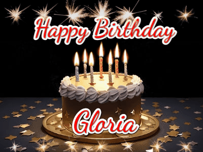 Compact Happy Birthday Gloria GIF with sparkling animation