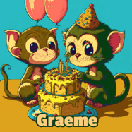 Happy Birthday Graeme GIF: What are these cute things with the ugly birthday cake! A name, but no happy birthday. I may have screwed this one up.