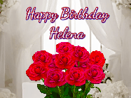 Happy Birthday Helena GIF: Beautiful Happy Birtday GIF with a roses and pink hearts coming and going with text reading Happy Birthday Customize because you can customize it