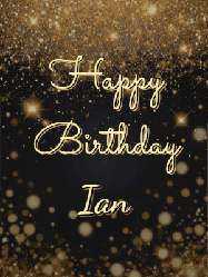 Happy Birthday Ian GIF: A beautiful happy birthday gif on a dark glitter background with bubbles and animation. It reads Happy Birtday. Customize it!