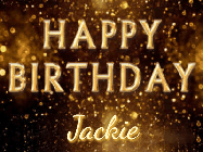 Happy Birthday Jackie GIF: A red glitter happy birthday gif with animated stars, and text you can customize.