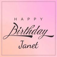 Happy Birthday Janet GIF: A beautiful birthday cake gif with animated sparkles and glitter Happy Birthday Name you can customize