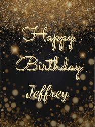 Happy Birthday Jeffrey GIF: A beautiful happy birthday gif on a dark glitter background with bubbles and animation. It reads Happy Birtday. Customize it!