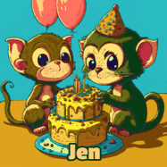 Happy Birthday Jen GIF: What are these cute things with the ugly birthday cake! A name, but no happy birthday. I may have screwed this one up.