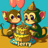 Happy Birthday Jerry GIF: What are these cute things with the ugly birthday cake! A name, but no happy birthday. I may have screwed this one up.